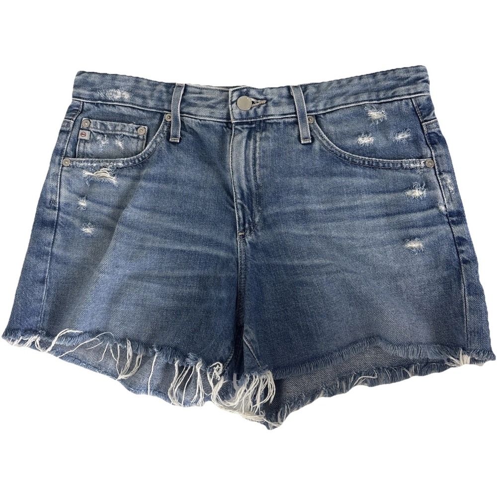 AG Adriano Goldschmied Hailey Ex-Boyfriend Denim Shorts 28 Blue Raw Hem Y2K